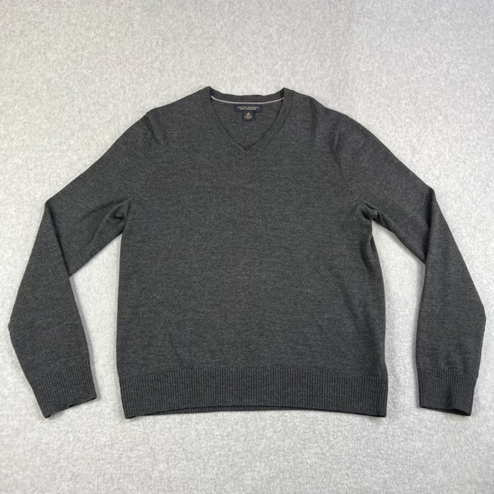 Banana Republic Extra Fine Merino Wool V-Neck Gray Sweater Mens Medium